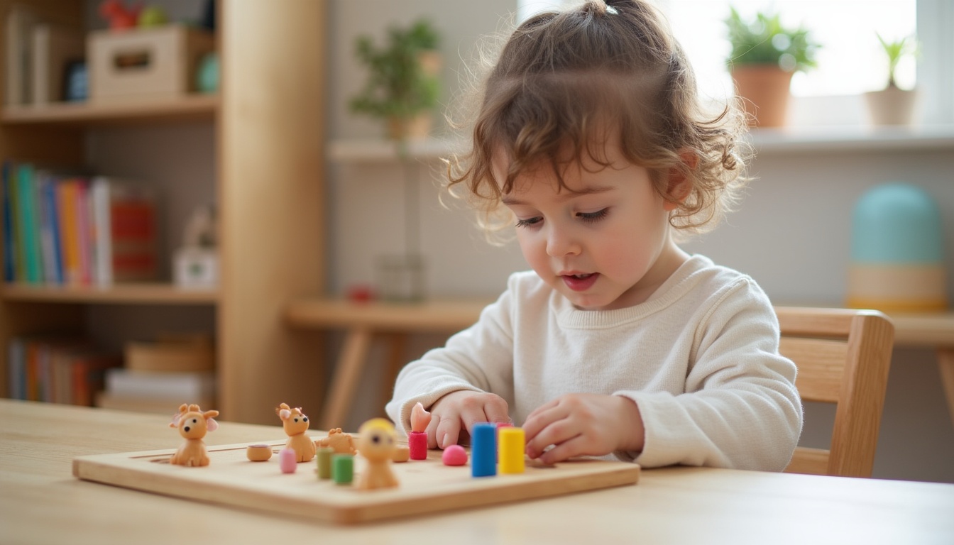 Copii fericiți într-un mediu Montessori, explorând materiale educative despre Maria Montessori.