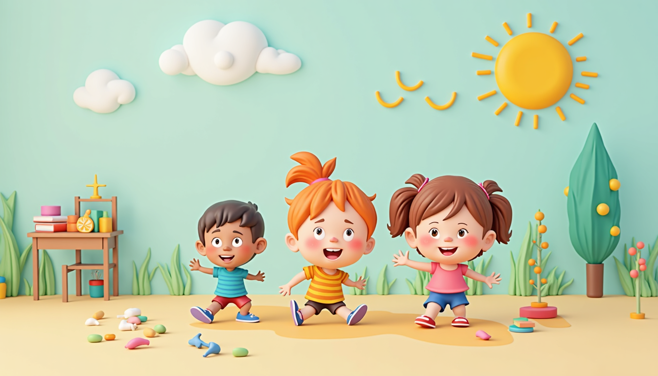 Copii fericiți jucându-se într-o cresă modernă din Ploiești