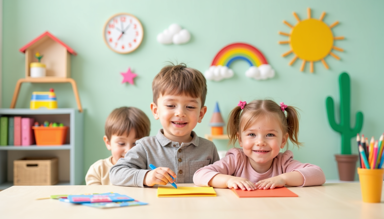 Copii fericiți jucându-se într-o gradinita privata din Ploiesti